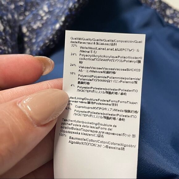 Hugo Boss Julira Tweed Suit Jacket In Pilot Fantasy - Picture 7 of 8